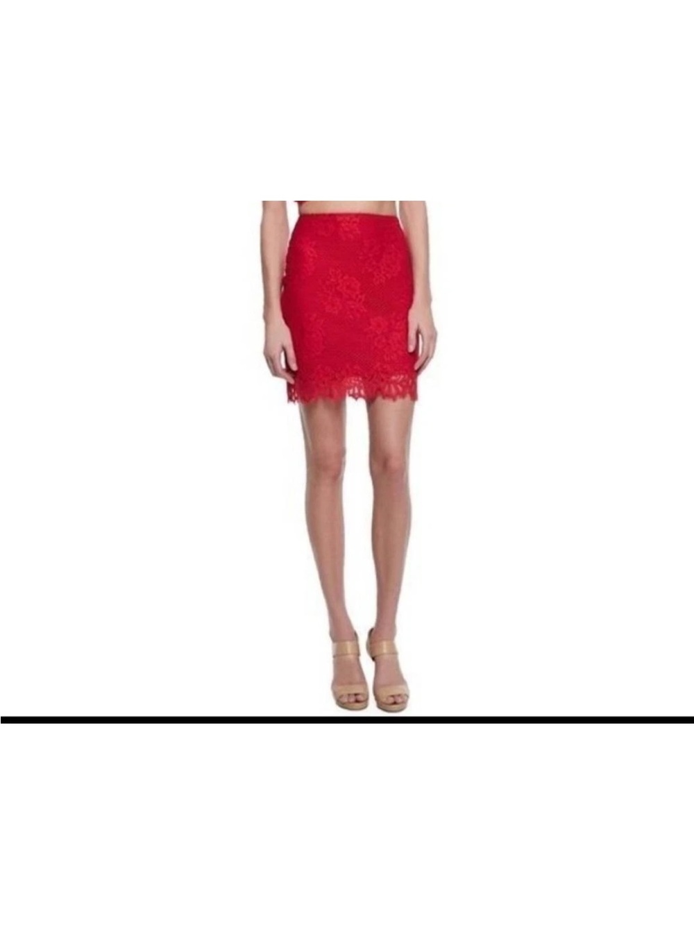 For Love And Lemons Red Lace Mini Skirt